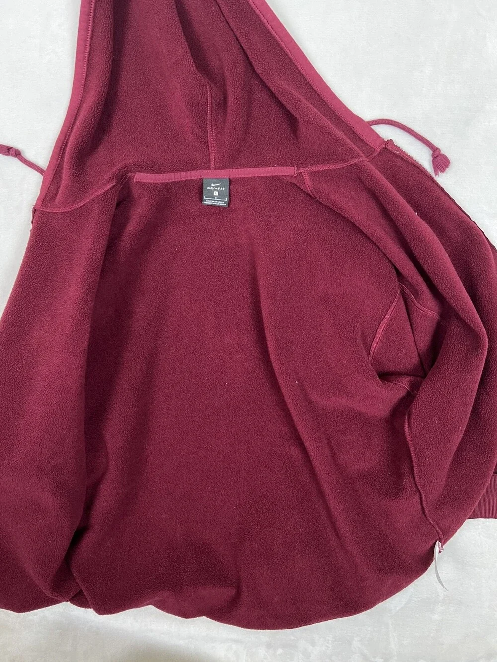 Vintage Nike Dr-Fit Full Zip Hoodie Sweatshirt Fleece Line Size L RedY2K Swoosh